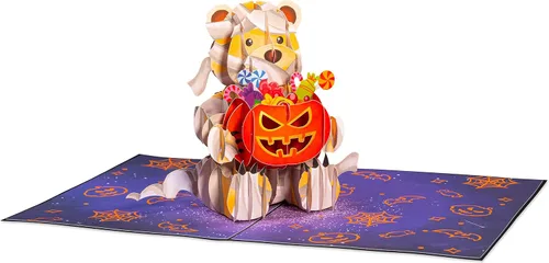 Miniatura 4 de Paper Love Tarjeta desplegable de Halloween, oso 3D, para celebraciones espeluznantes, truco o trato, adultos y niños, cubierta de 5 x 7 pulgadas