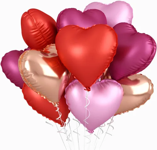 Miniatura 11 de Globos de corazón azul bebé, 10 piezas de globos en forma de corazón azul claro y blanco pastel, globos de papel de aluminio blanco arena crema
