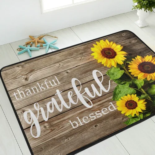 Miniatura 2 de Tapete de puerta de girasol de 23 x 16 pulgadas, tapete antideslizante para entrada, cocina, baño, decoración de girasol de otoño
