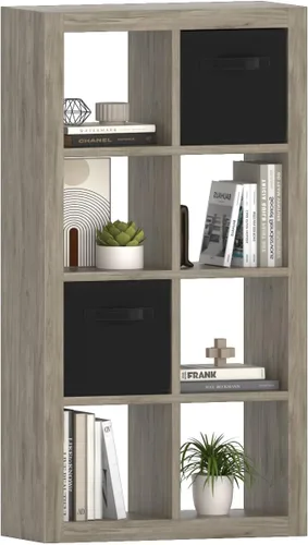 Miniatura 12 de furtble Estantería organizadora de almacenamiento de 8 cubos, moderna estantería abierta de madera, estante de exhibición multifuncional para sala