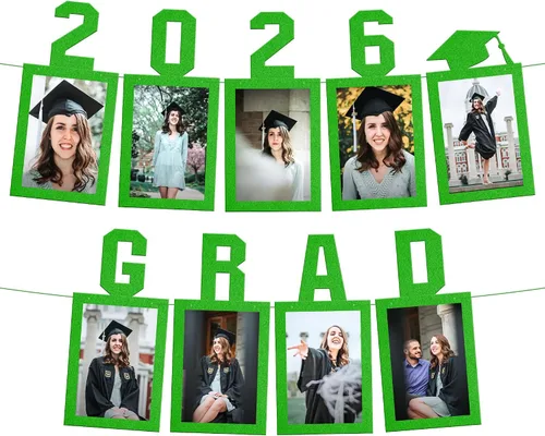 KatchOn, Cartel de fotos de graduación verde 2026 – grande, 10 pies, pancarta de graduación 2026 | Decoraciones de fiesta de graduación 2026 |
