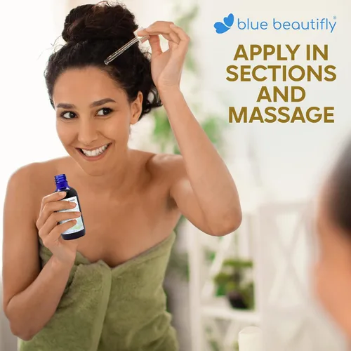 Miniatura 7 de Blue Beautifly Aceite orgánico Amla para suero del cuero cabelludo, fortalece los folículos pilosos, restaura el crecimiento y trata la caspa