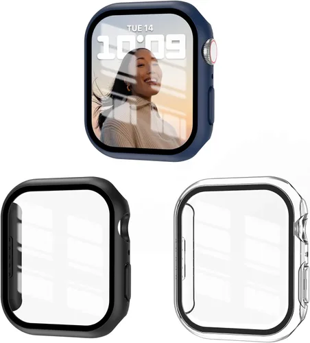 Miniatura 8 de Juego de 3 fundas compatibles con Apple Watch SE 3 Series 6/5/4 de 40 mm con protector de pantalla de vidrio templado, cubierta protectora