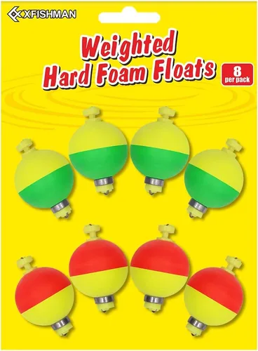 XFISHMAN Kit de corchos de pesca con peso para pescar, flotador de espuma hecho a mano, 1 pulgada, 2 en 8-12 unidades Ronda 8 Pack