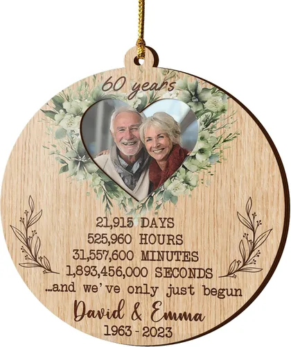 Miniatura 9 de V VIBEPY Adornos personalizados para parejas, adorno de aniversario 2023, 3.5 pulgadas, adornos de 3 capas, decoraciones de 35 aniversario