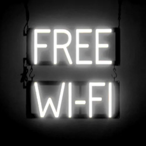 Miniatura 15 de SpellBrite Letrero WI-FI Letrero relacionado con café con aspecto de neón, fuente de luz LED azul 15.4 x 6.3 pulgadas