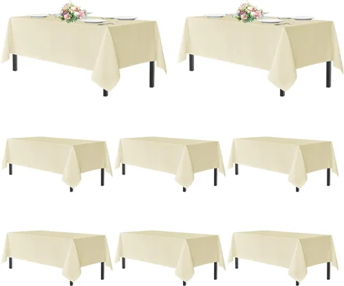 Miniatura 65 de sancua - Paquete de 2 manteles cuadrados de poliéster, de 54 x 54 pulgadas, resistentes a las manchas y a las arrugas, lavables, para mesas de Beige