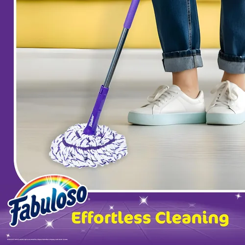 Miniatura 2 de Fabuloso Trapeador giratorio, trapeador de suelo autoescurrible con limpiador antiarañazos y cabezal lavable extraíble para sistema de limpieza