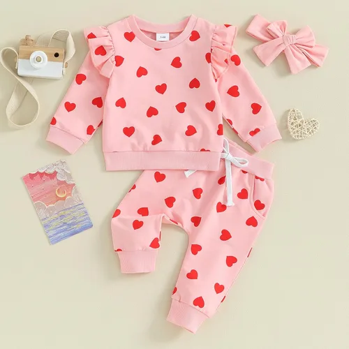 Miniatura 2 de Conjunto de 2 piezas para bebé, niña, niño, manga larga, arcoíris, con pantalones de leopardo, ropa de invierno y primavera