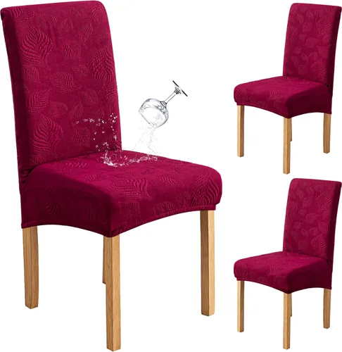 Miniatura 43 de Genina Juego de 2 fundas impermeables para sillas de comedor, fundas elásticas para sillas de comedor con hojas jacquard, protectores extraíbles
