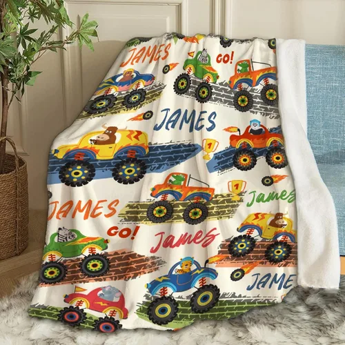 Miniatura 43 de Manta de Bebé Personalizada Camiones de Construcción Personalizados Camión Volquete Mantas con Nombre para Niños, Niñas y Pequeños Manta Suave