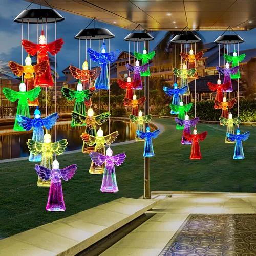 Miniatura 4 de Campanillas de viento solares para exteriores, luces que cambian de color, regalo para mujeres, mamá, abuela, hermana, mejores regalos, campanillas