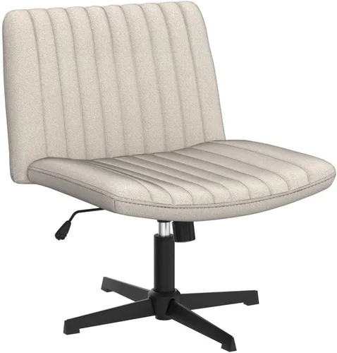 Miniatura 5 de PUKAMI Silla Criss Cross, Silla de Escritorio de Oficina Cómoda con Patas Cruzadas Sin Ruedas, Tela Moderna Giratoria Altura Ajustable Respaldo