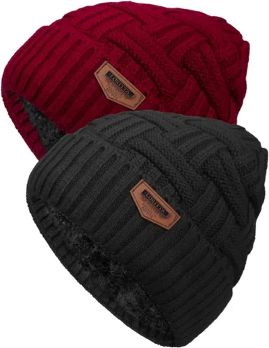 Miniatura 15 de Loritta Gorro de invierno cálido de punto grueso y holgado para hombre