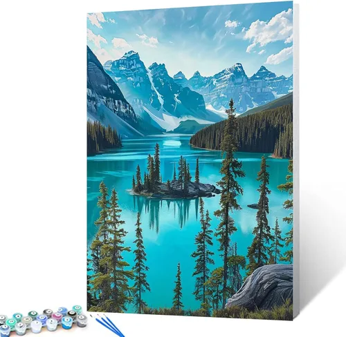 Miniatura 11 de America Route 66 - Pintura de montaña al atardecer por números, 16 x 20 pulgadas, lienzo de paisaje de EE. UU., pintura acrílica al óleo para niños
