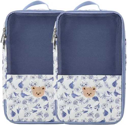 Miniatura 6 de Bolsas organizadoras para pañales para bebé, paquete de 2 bolsas impermeables para colgar pañales, bolsa de malla de oso de conejo, reutilizable