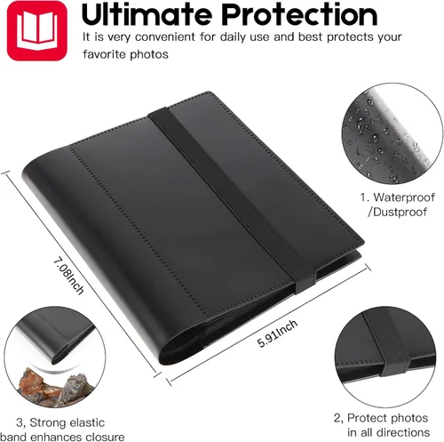 Miniatura 3 de Álbum de fotos pequeño, página interior negra con fuerte banda elástica, cada uno con capacidad para 64 fotos, mini libro de 4 x 6 pulgadas, álbum