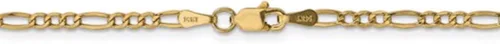 Miniatura 3 de 14K Amarillo Oro 2.50mm Figaro Cadena Tobillera 10inch
