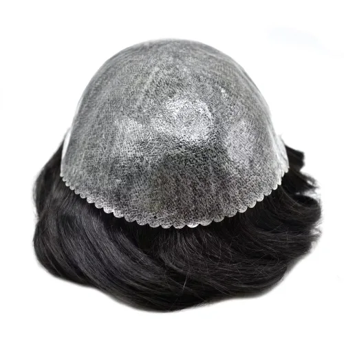 Miniatura 5 de Toupee - Sistema de reemplazo de cabello de polietileno completo para hombre, cabello humano europeo para hombre, tupé de 0.004 in, piel duradera