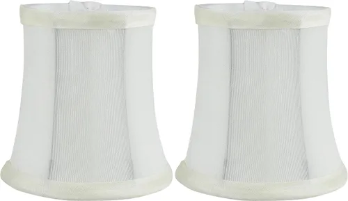 Miniatura 12 de Pantalla Individual de Lámpara de Araña de Seda Sintética Color Burdeos – Forma de Campana Softback, Ajuste de Clip para Bombillas de Candelabro