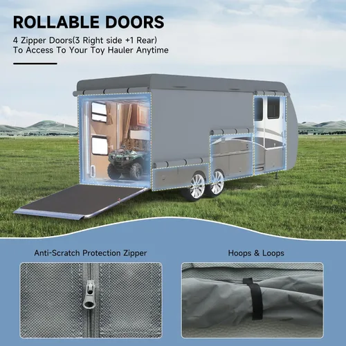 Miniatura 4 de VINPATIO - Cubierta resistente para remolque, cámper, Toy Hauler, caravana de 22 a 24 pies. de 7 capas, con correas resistentes al viento, cubiertas