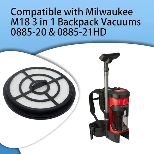 Miniatura 2 de Paquete de 2 filtros 49-90-1963 compatibles con aspiradora Milwaukee M18 3 en 1 para mochila 0885-20 y 0885-21HD
