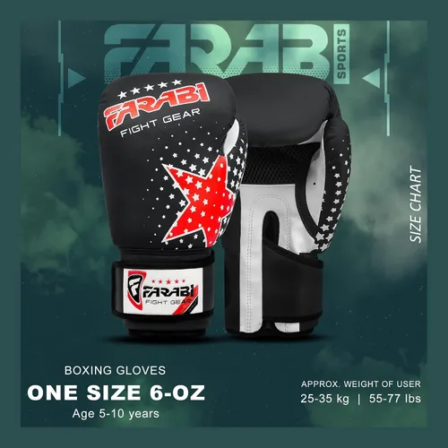 Miniatura 5 de Farabi Sports Guantes de boxeo para niños, 6 onzas, guantes de boxeo para jóvenes, MMA, Muay Thai, guantes de boxeo para niños, lo mejor