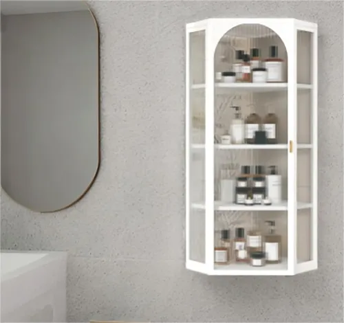 Miniatura 11 de Armario con puertas de cristal, gabinete de baño boticario de 27.56 pulgadas, aparador buffet con 2 puertas y estantes ajustables, gabinetes
