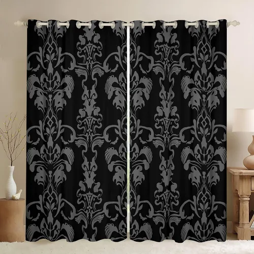 Miniatura 13 de Feelyou Cortinas opacas abstractas modernas de arte abstracto para dormitorio, sala de estar, niños, patrón rojo, gris, negro, patrón de Multi 05