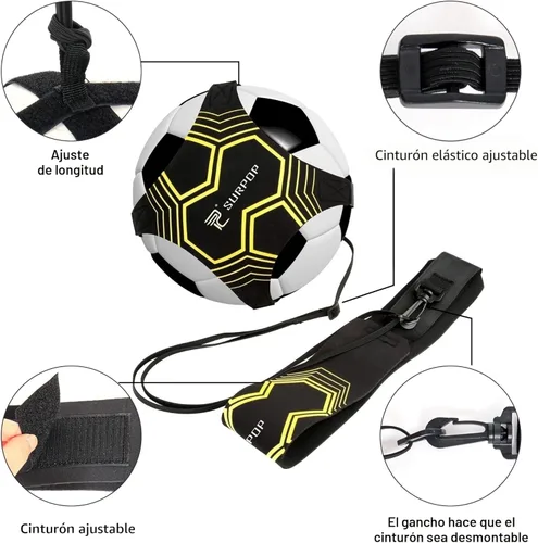 Miniatura 8 de Entrenador de fútbol/voleibol/rugby, patada y lanzamiento de fútbol, ayuda de entrenamiento para práctica en solitario, control de habilidades, Negro