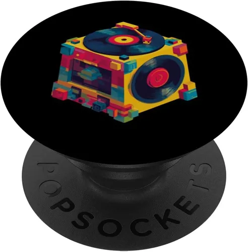 Miniatura 7 de Dados de vinilo coloridos con diseño retro de tocadiscos PopSockets PopWallet para MagSafe