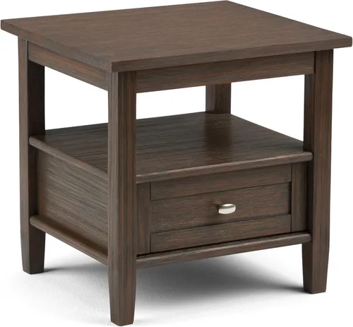 Miniatura 22 de SIMPLIHOME Warm Shaker - Mesa auxiliar de madera maciza de 20 pulgadas de ancho x 20 pulgadas de alto, color marrón carbón envejecido, mesa