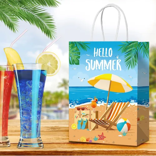 Miniatura 4 de Pajean Bolsas de papel para fiesta en la playa, bolsas de regalo de dulces de piscina de verano para Luau Tropical Beach Party Favores Suministros