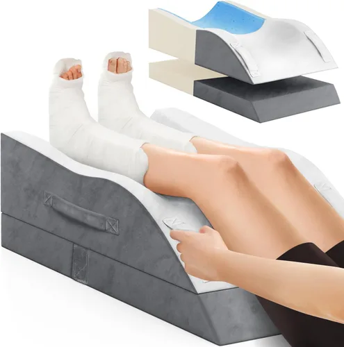 Almohadas de elevación de doble pierna, almohada de cuña para después de la cirugía, soporte de espuma viscoelástica ajustable, cuidado cómodo para