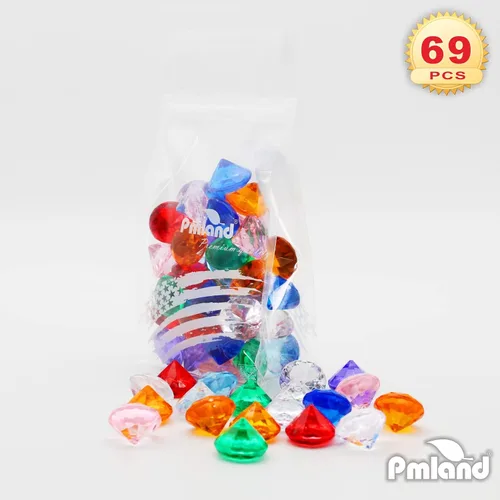 Miniatura 6 de PMLAND 69 piezas de cristales redondos grandes de diamantes acrílicos de 0.98 pulgadas (0.984 in), piedras preciosas del tesoro para dispersos