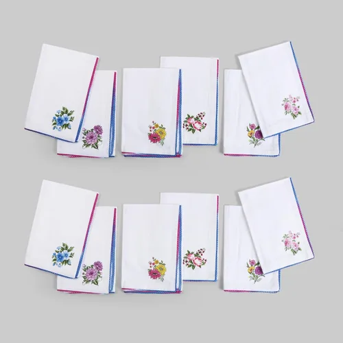 Miniatura 56 de Fingercraft - Juego de 12 servilletas de tela de mezcla de algodón y lino, con estampado, perfecta para fiestas, cenas, bodas, cócteles y Navidad
