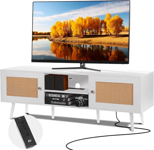 Miniatura 19 de VEVOR Soporte de TV de 52 pulgadas con soporte para televisores de hasta 75 pulgadas, centro de entretenimiento con toma de corriente y luces LED