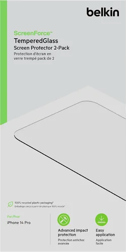 Miniatura 8 de Belkin Protector de pantalla de vidrio templado – Protector de pantalla para iPhone 14 Pro – Incluye calcomanías guía para una fácil alineación