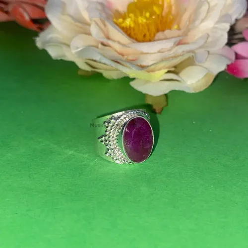 Miniatura 4 de Anillo de plata de ley 925 con piedras preciosas ovaladas auténticas, hecho a mano, hermoso regalo de Navidad para ella