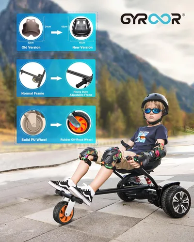 Miniatura 5 de Gyroor Accesorio de asiento de scooter de autoequilibrio, conversión de Go Kart para scooters de autoequilibrio de 6.5 a 10 pulgadas, longitud