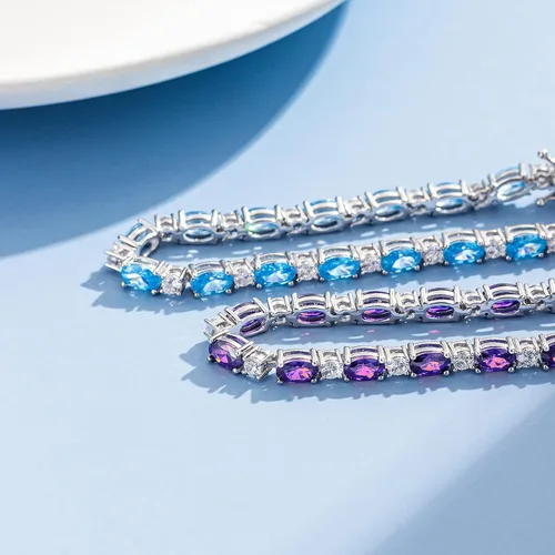 Miniatura 6 de FANCIME Birthstone Bracelets Sterling Silver Tennis Bracelets Charm Fine Jewelry Birthday Gifts for Women Mom Daughter 7