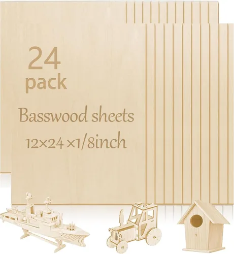 Miniatura 15 de 48 piezas de madera contrachapada de abedul báltico, 12 x 12 x 1/8 pulgadas, 0.118 pulgadas de grosor, madera sin terminar para manualidades, corte