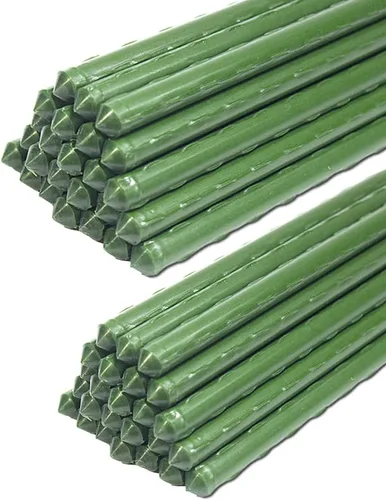 Miniatura 10 de Estacas de metal resistentes para plantas de jardín de 4 pies, varillas de acero recubierto de plástico, paquete de 25