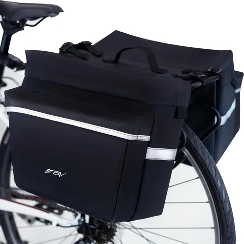 Miniatura 9 de BV, Alforjas para bicicleta con ganchos ajustables, manija para transporte, borde reflector 3M y bolsillos grandes