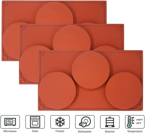 Miniatura 2 de SourceTon Molde redondo grande de silicona para tartas de 3 cavidades, paquete de 3 moldes antiadherentes para hornear, pasteles, dulces, jabón
