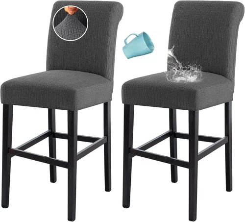 Miniatura 18 de H.VERSAILTEX Funda para taburete de bar 100% impermeable, elástica, funda para taburete de mostrador, funda para silla de pub, para comedor