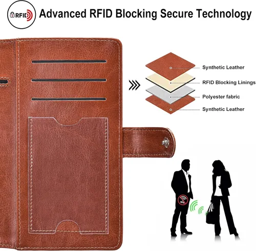 Miniatura 5 de Fundas negras para chequera - Registros de cuero RFID para chequera personal, carteras para mujeres y hombres con funda para chequera (negro)
