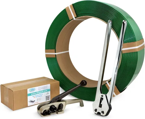 Miniatura 15 de IDL Packaging - PET-B-58-D Kit de flejado de poliéster de 5/8", estándar con dispensador - Todo lo que necesitas para atar un palet