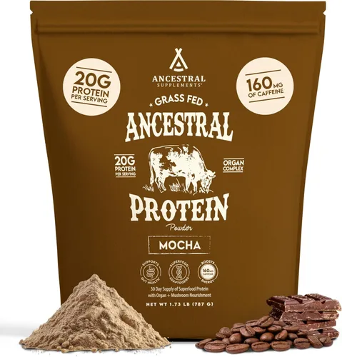 Miniatura 9 de Ancestral Supplements Polvo de Proteína Alimentado con Pasto, Chocolate, Basado en Caldo de Hueso de Vaca con Órganos de Vaca y Hongos Orgánicos