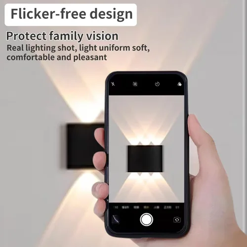 Miniatura 7 de Lámpara de pared moderna de 6 W para porche al aire libre, IP65 impermeable, luz cálida de 3000 K, aplique de pared negro para patios, jardín